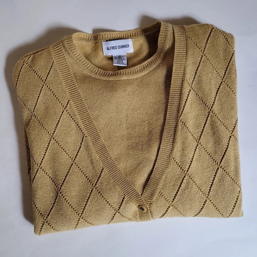 Alfred Dunner Men's Beige Cardigan Sweater